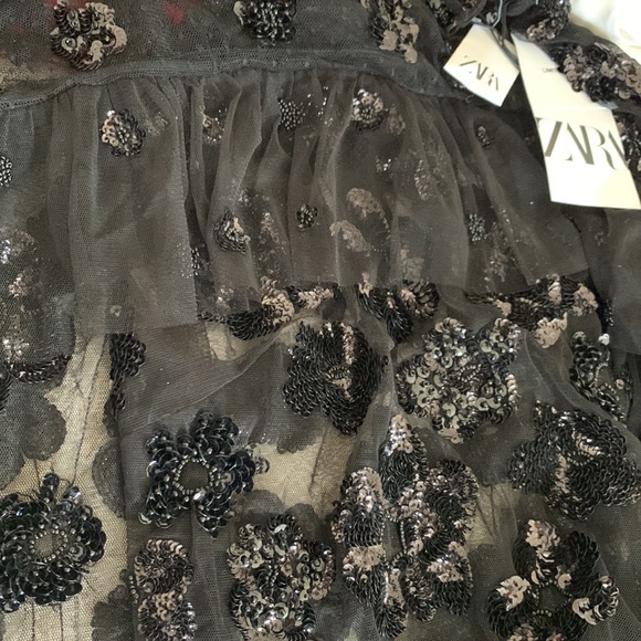 Zara Tops - New Zara black sequin blouse